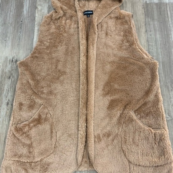 Fuzzy Teddy Bear Light Brown Hooded Vest Size 2X 3X Cute Teddy - Picture 2 of 3